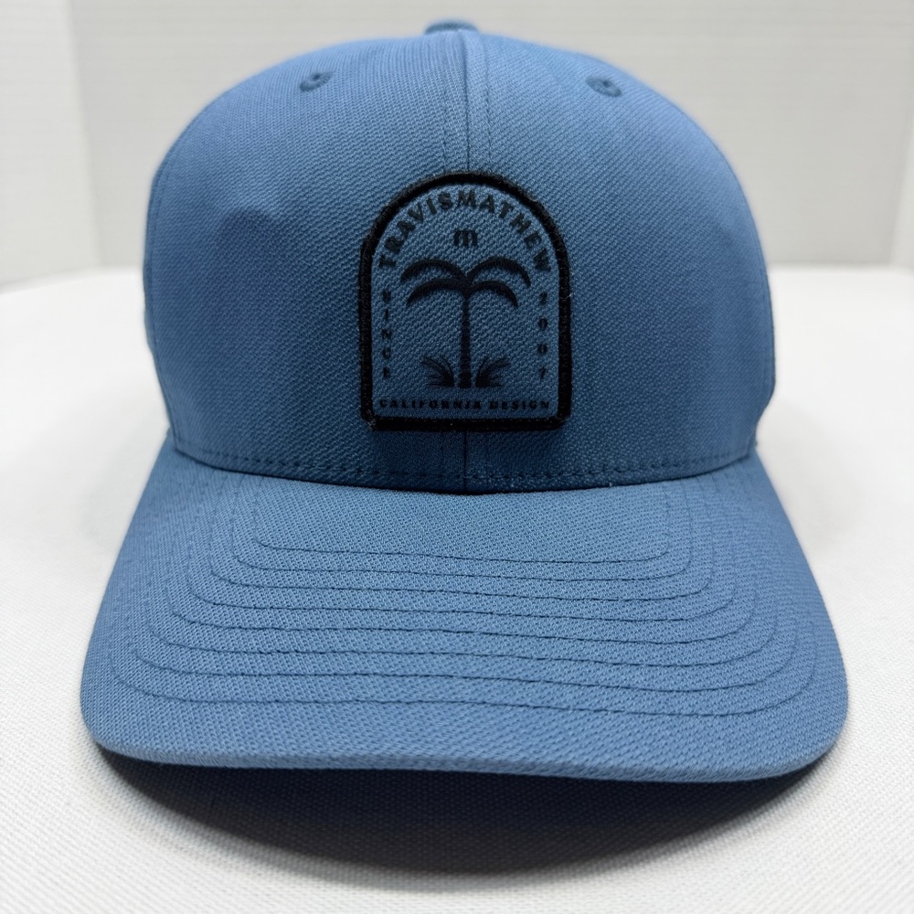 Travis Mathew Steel Blue Snapback with Black Embroidered Patch